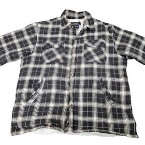 Canyon Creek Sherpa Lined Plaid Shacket XL Black White Flannel Jacket